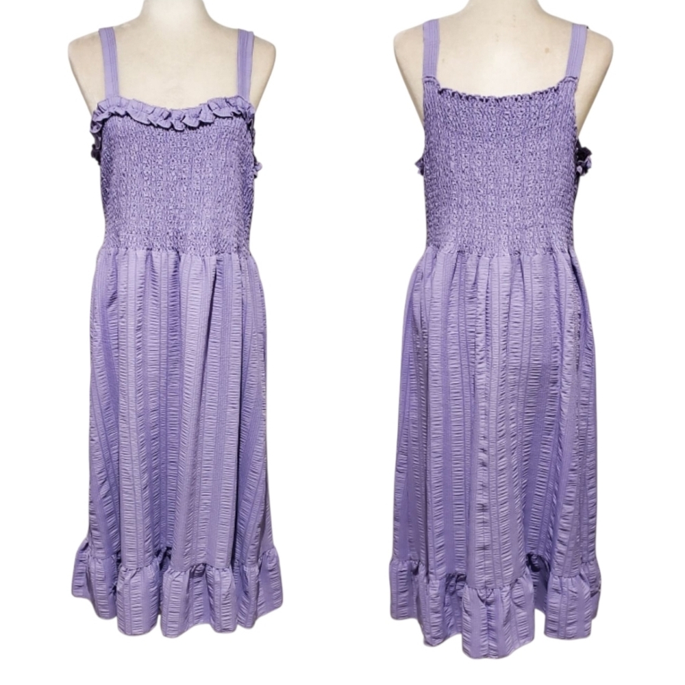 SHEIN Curve Purple Ruffled Tiered Sundress Size 1XL